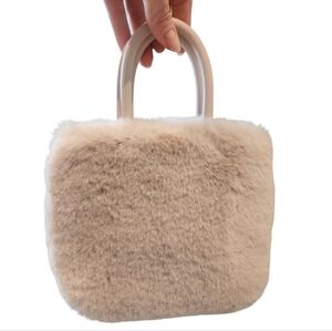 H&M Cream Faux Fur Handbag / Cross Body Bag